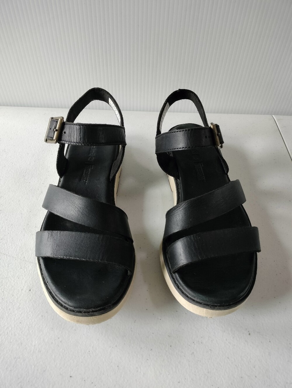 Timberland Bailey Park Black Leather Strappy Sandals 7.5 Comfort Travel